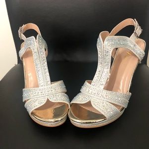 Forever Strappy Rhinestone glitter open toe heel